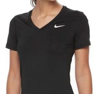 Nike Pro Dri Fit Fitted V Neck Tee in Black, S